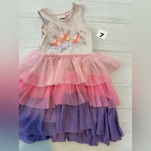 Dot dot smile fancy collection Pink and Purple Floral tulle dress